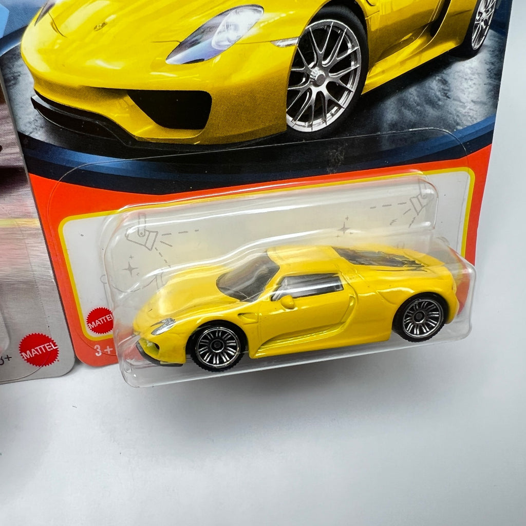 Matchbox Porsche 918 Spyder Lot of 2 Red 15/125 + Yellow 77/100