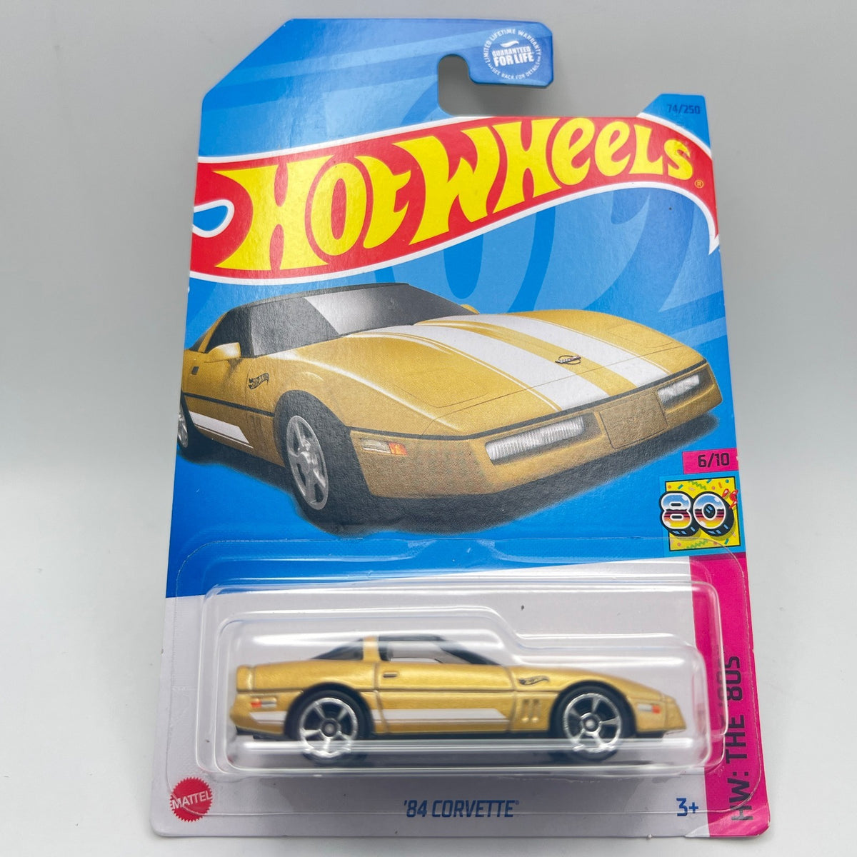 2023 Hot Wheels #74 HW: The '80s 6/10 '84 CORVETTE Gold w/Chrome MC5 Spoke Wheel