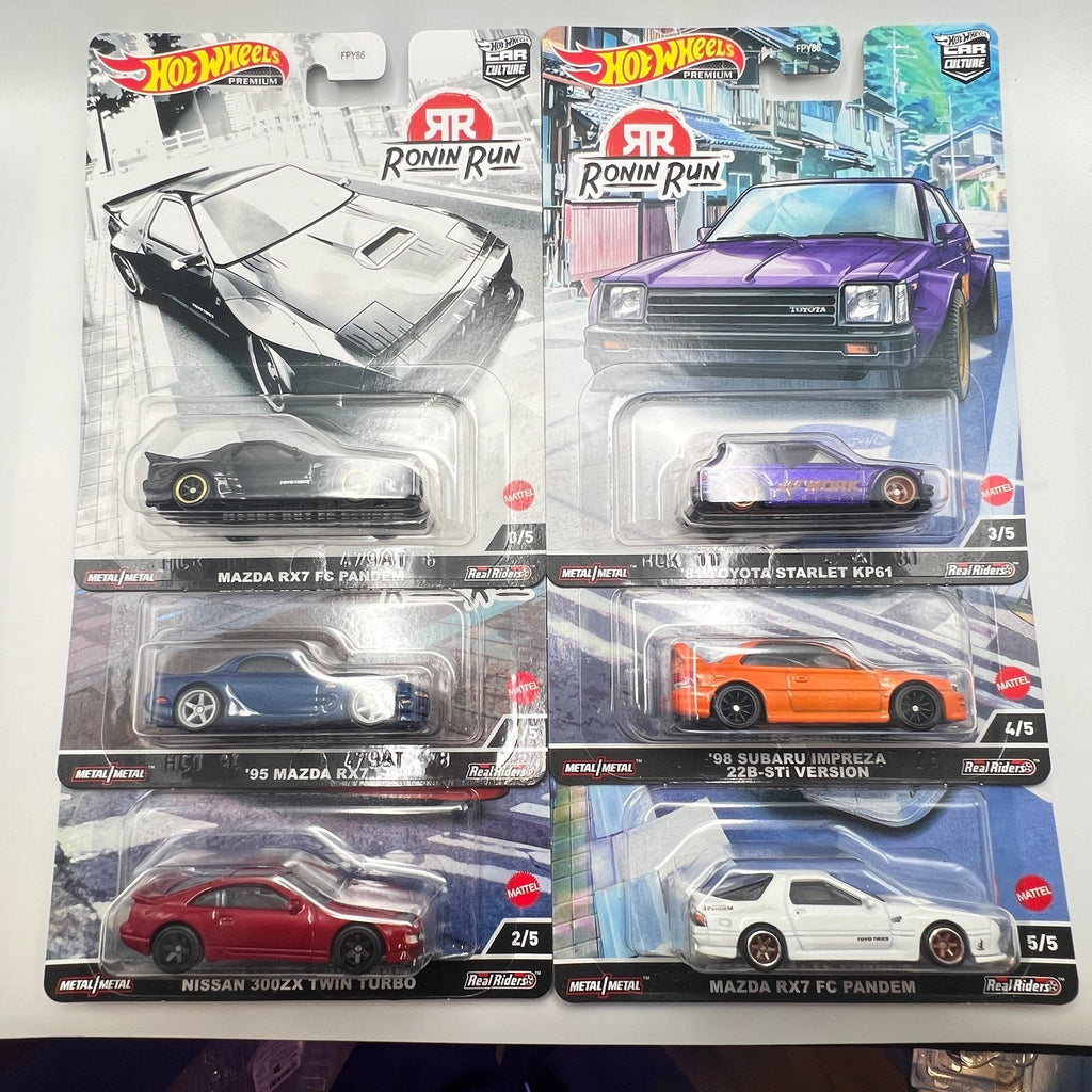 Hot Wheels Car Culture Ronin Run Set of 5 + Mazda RX7 FC Pandem Chase 0/5