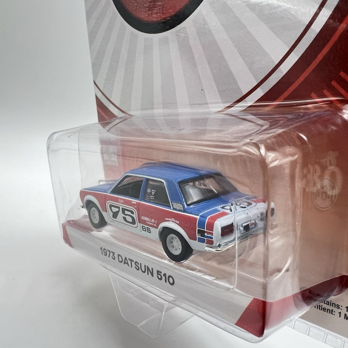 1/64 GREENLIGHT TOKYO TORQUE 1973 DATSUN 510 #75 RALLY CAR RED WHITE & BLUE