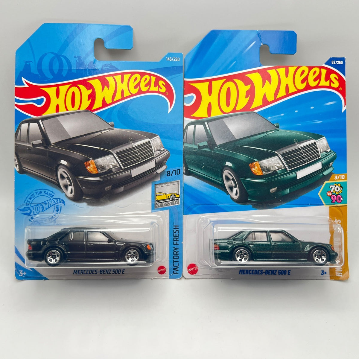 Hot Wheels Mercedes-Benz 500 E Lot of 2 Black 145/250 + Green 52/250