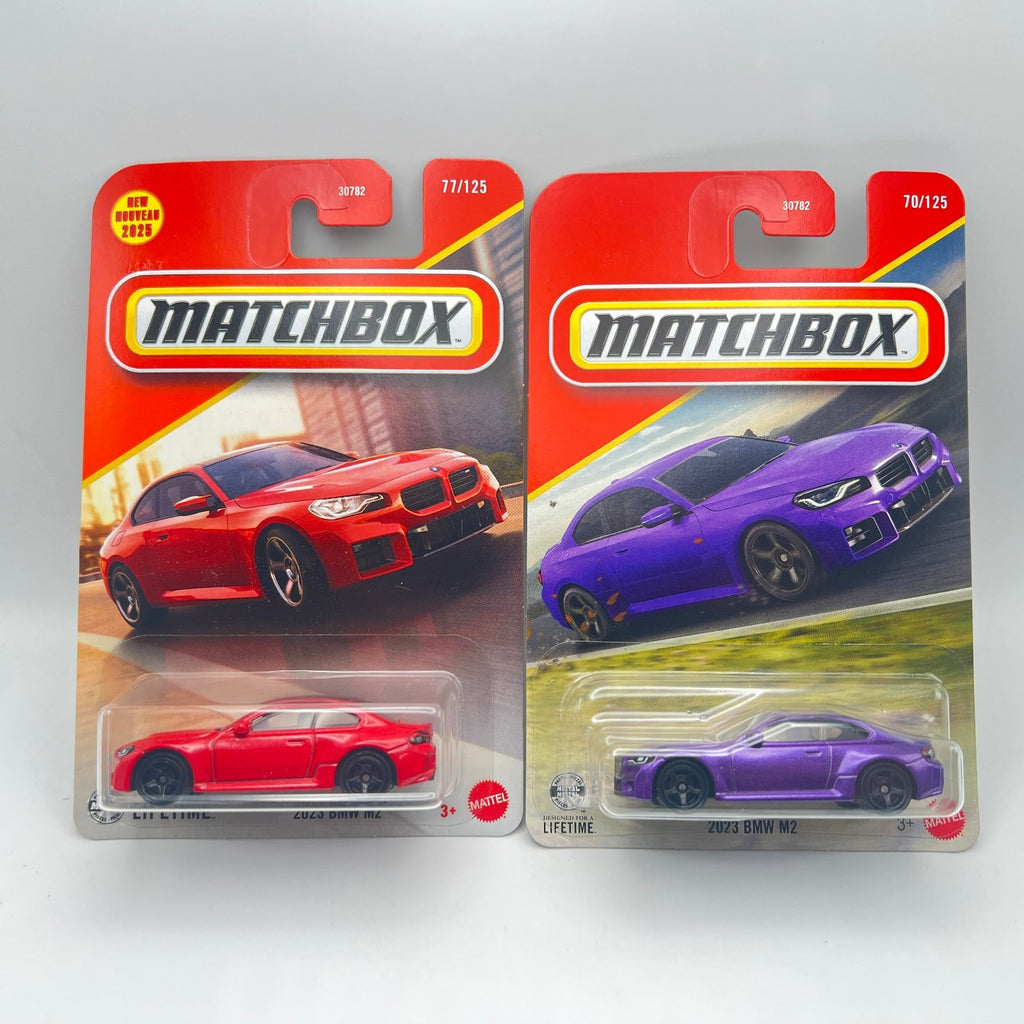 Matchbox 2023 BMW M2 Lot of 2 Red 77/125 + Purple 70/125 1:64