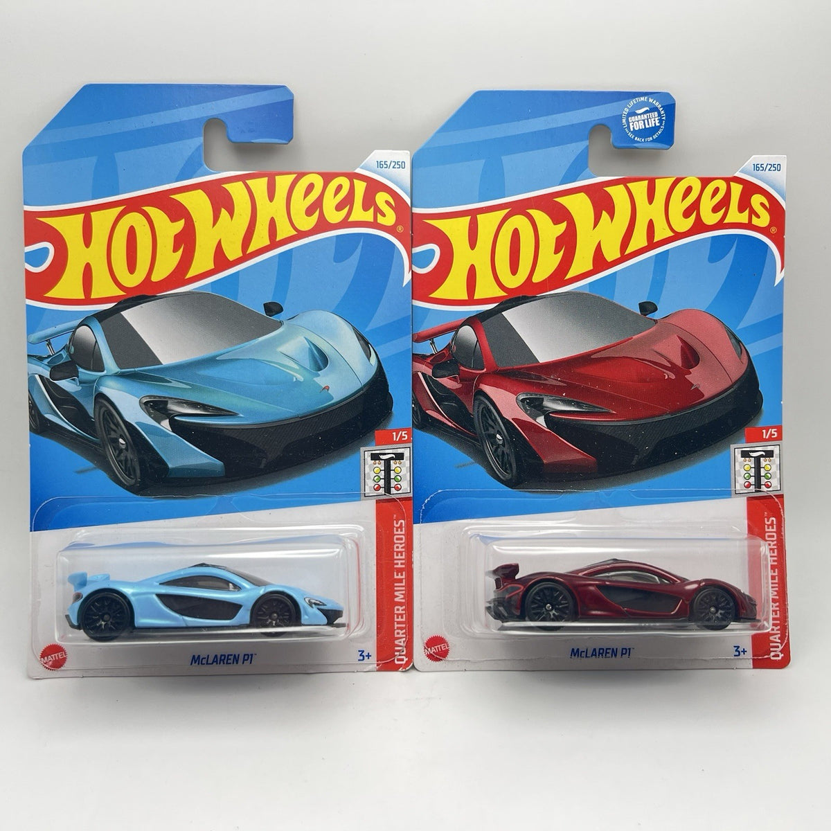 McLaren P1 #165 1/4 Mile Heroes 1/5 2024 - Blue And Red - Lot Of 2