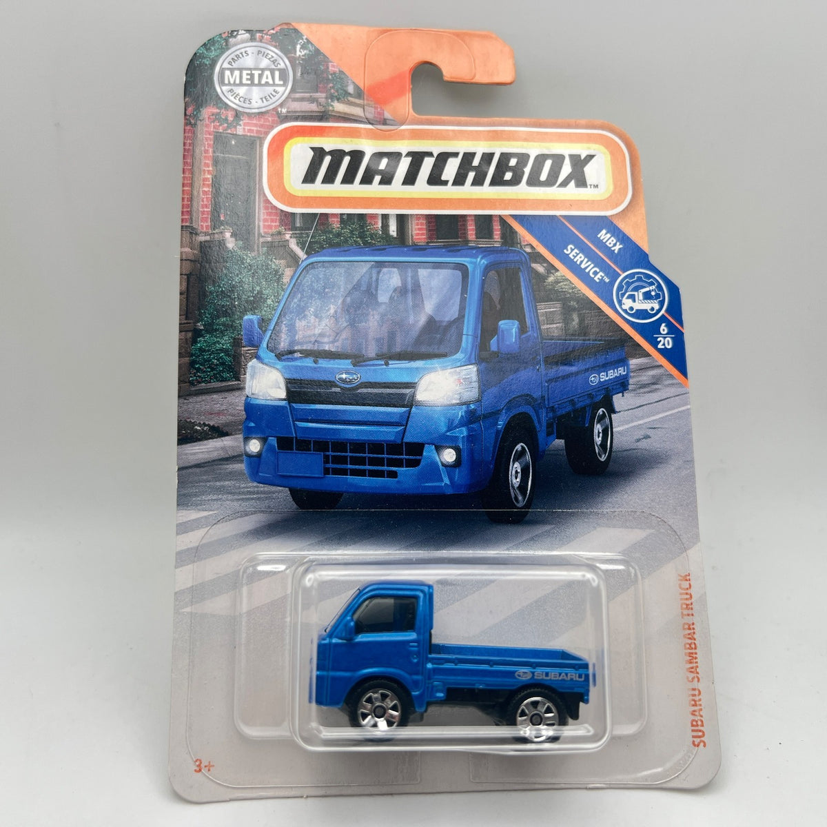 Matchbox Subaru Sambar Truck Blue 82/100 MBX Service 6/20 1:64 Diecast