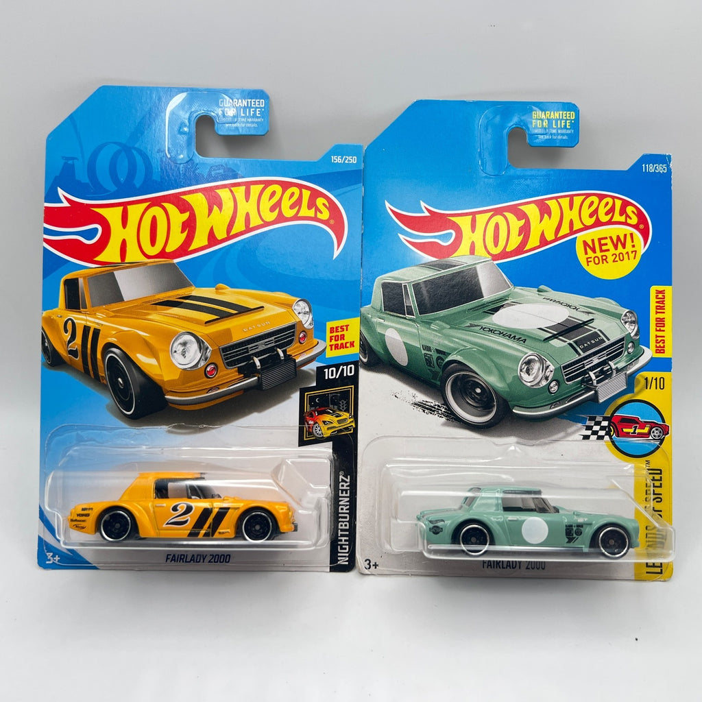 Hot Wheels Fairlady 2000 Lot of 2 Yellow 156/250 + Mint 118/365 1:64