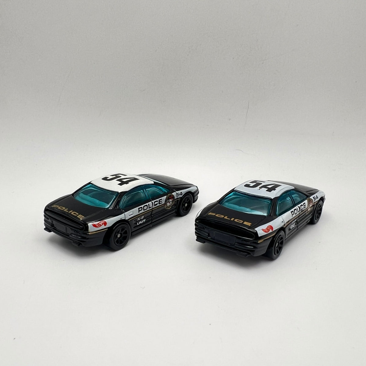 Hot Wheels Lot of 2 Demolition Man Police Cruiser #54 Black LOOSE 1/64