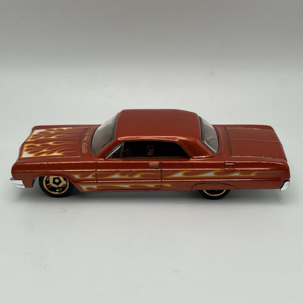 '64 Impala Hot Wheels 2024 Flames Series Metalflake Orange RSW Rims 1:64 Loose
