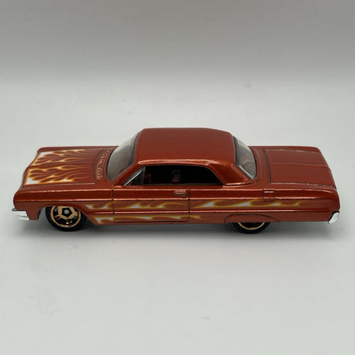 '64 Impala Hot Wheels 2024 Flames Series Metalflake Orange RSW Rims 1:64 Loose