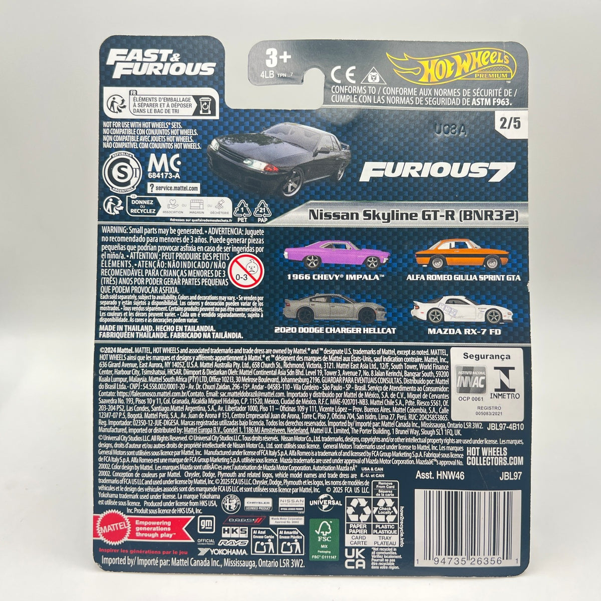 Hot Wheels Premium Nissan Skyline GT-R BNR32 Fast and Furious 2/5 Black
