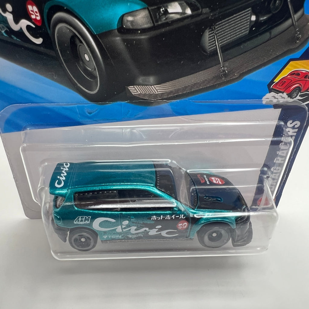 2026 HOT WHEELS GREEN HONDA CIVIC CUSTOM 8/10 DRAG RACERS 159/250 Aqua Turquoise