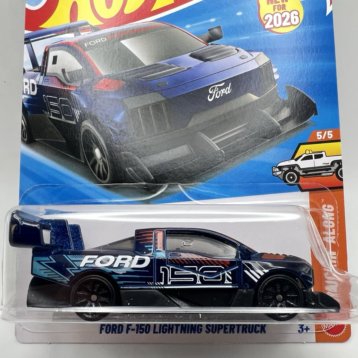 2026 HOT WHEELS BLUE FORD F-150 LIGHTNING SUPERTRUCK 5/5 TRUCKING ALONG Case G