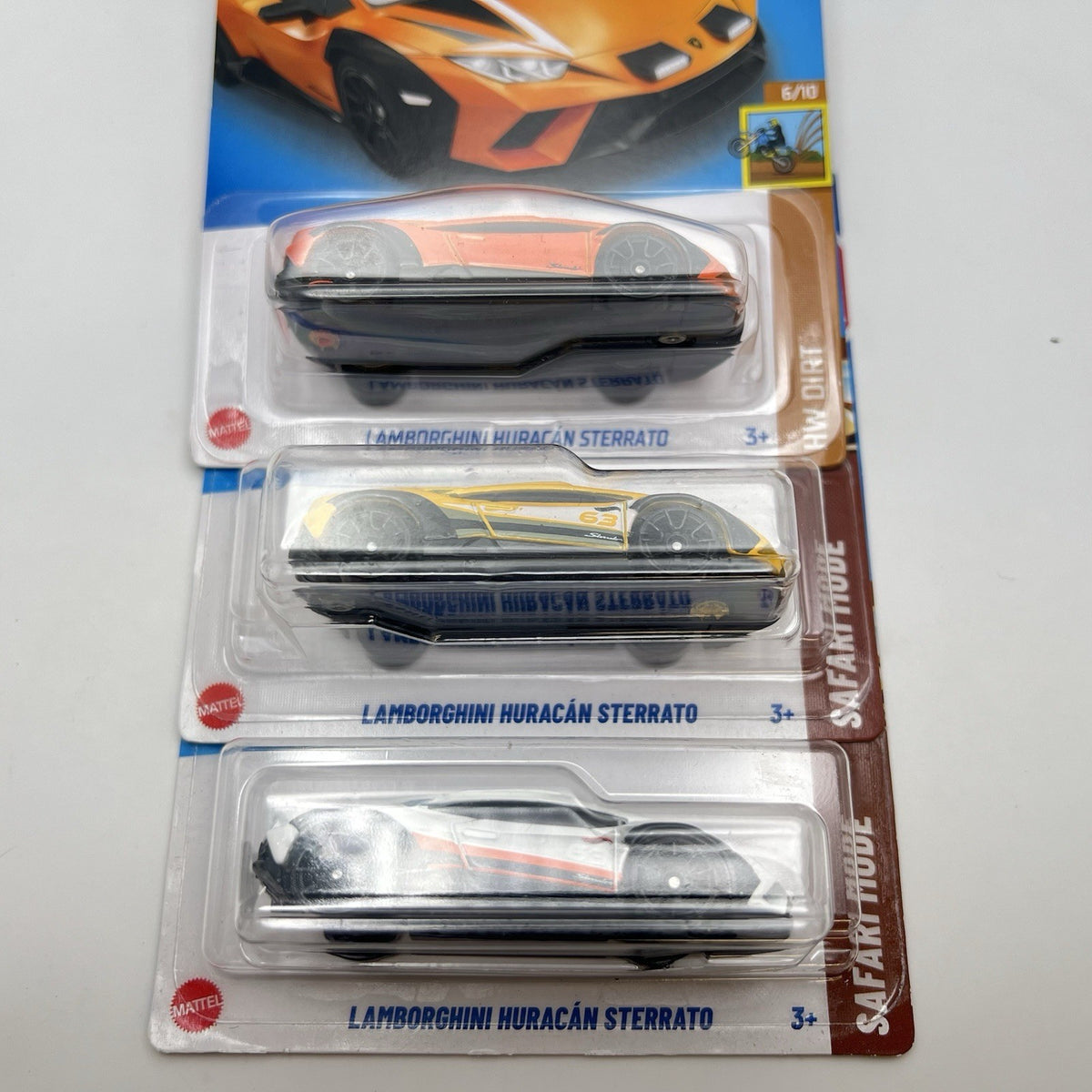 LOT OF 3 - 2024 & 2025 HOT WHEELS LAMBORGHINI HURACAN STERRATO SAFARI MODE DIRT