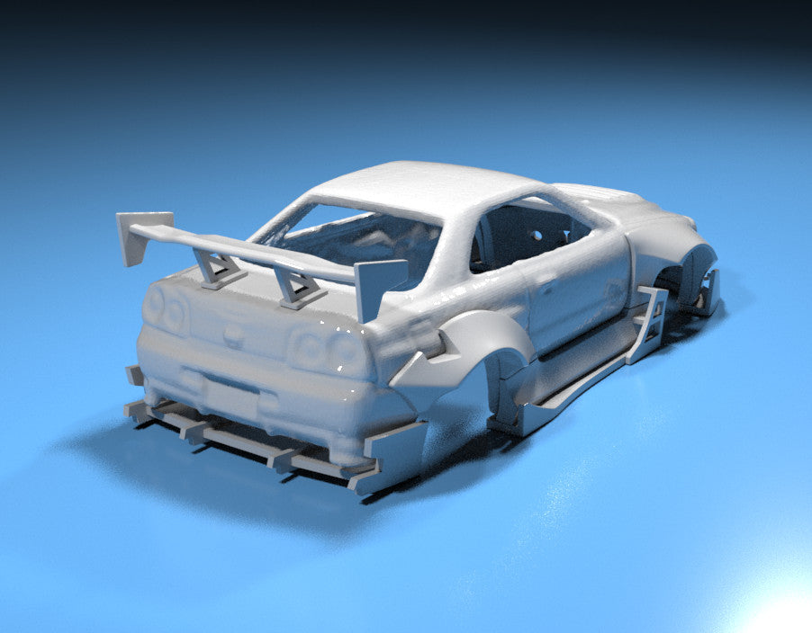 Rocket Bunny Style Wide Body Kit for Hot Wheels Nissan Skyline GTR34 - Resin