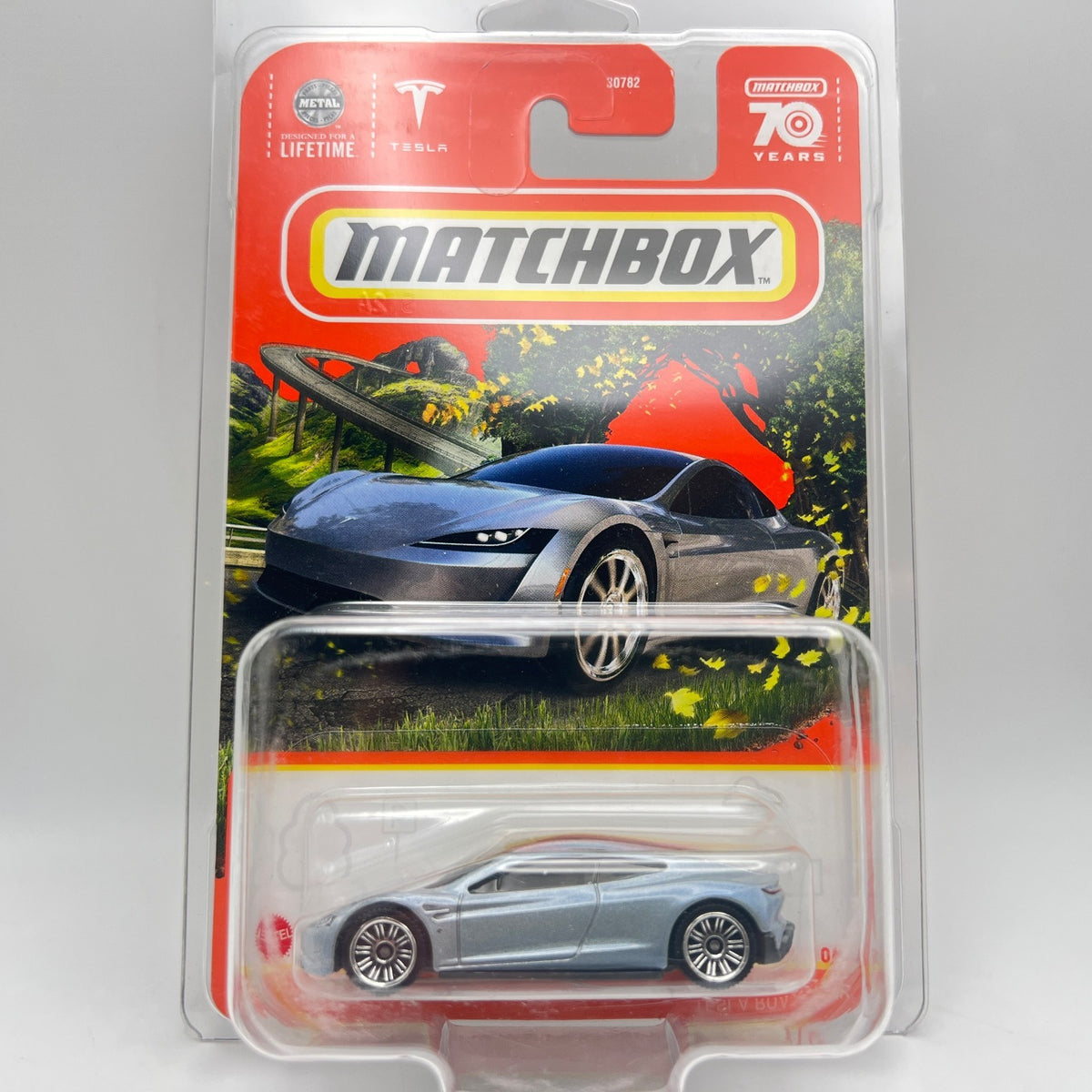 Matchbox Tesla Roadster Silver 91/100 70 Years The Vault