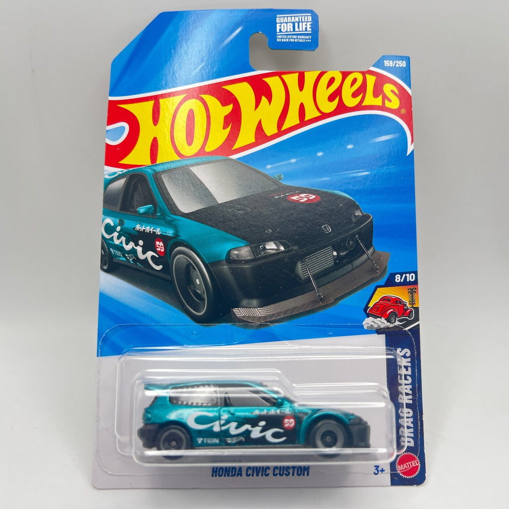 2026 HOT WHEELS GREEN HONDA CIVIC CUSTOM 8/10 DRAG RACERS 159/250 Aqua Turquoise
