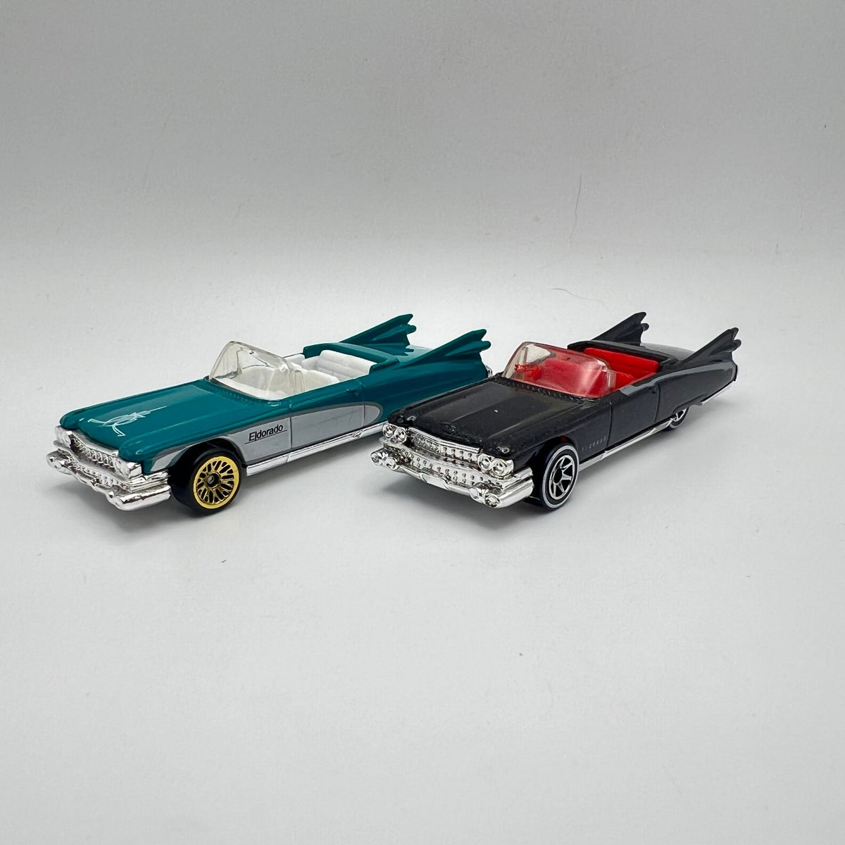 Hot Wheels Lot of 2 '59 Cadillac Eldorado Convertible Teal Black LOOSE