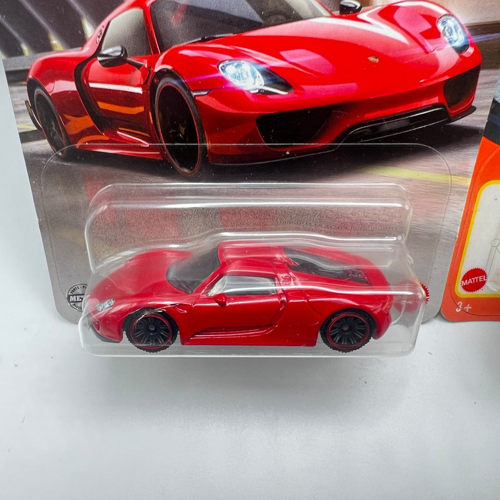 Matchbox Porsche 918 Spyder Lot of 2 Red 15/125 + Yellow 77/100