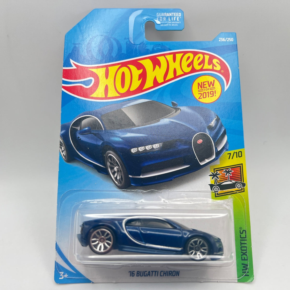 HOT WHEELS 2019 M/L #236/250 '16 Bugatti Chiron 7/10 HW Exotics blue