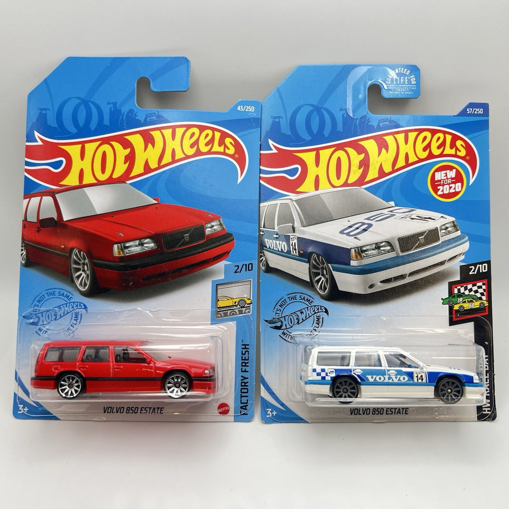 Hot Wheels Lot Of 2 Volvo 850 Estate Touring Cars 1/64 Red And White