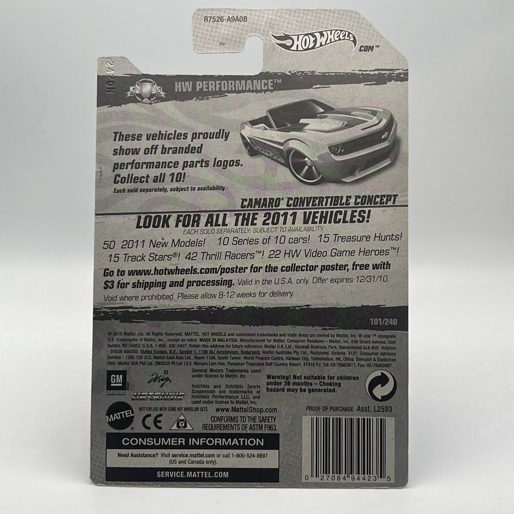 NIP 2010 Hot Wheels Mainline Camaro Convertible Concept 101/240 Mtflk Silver