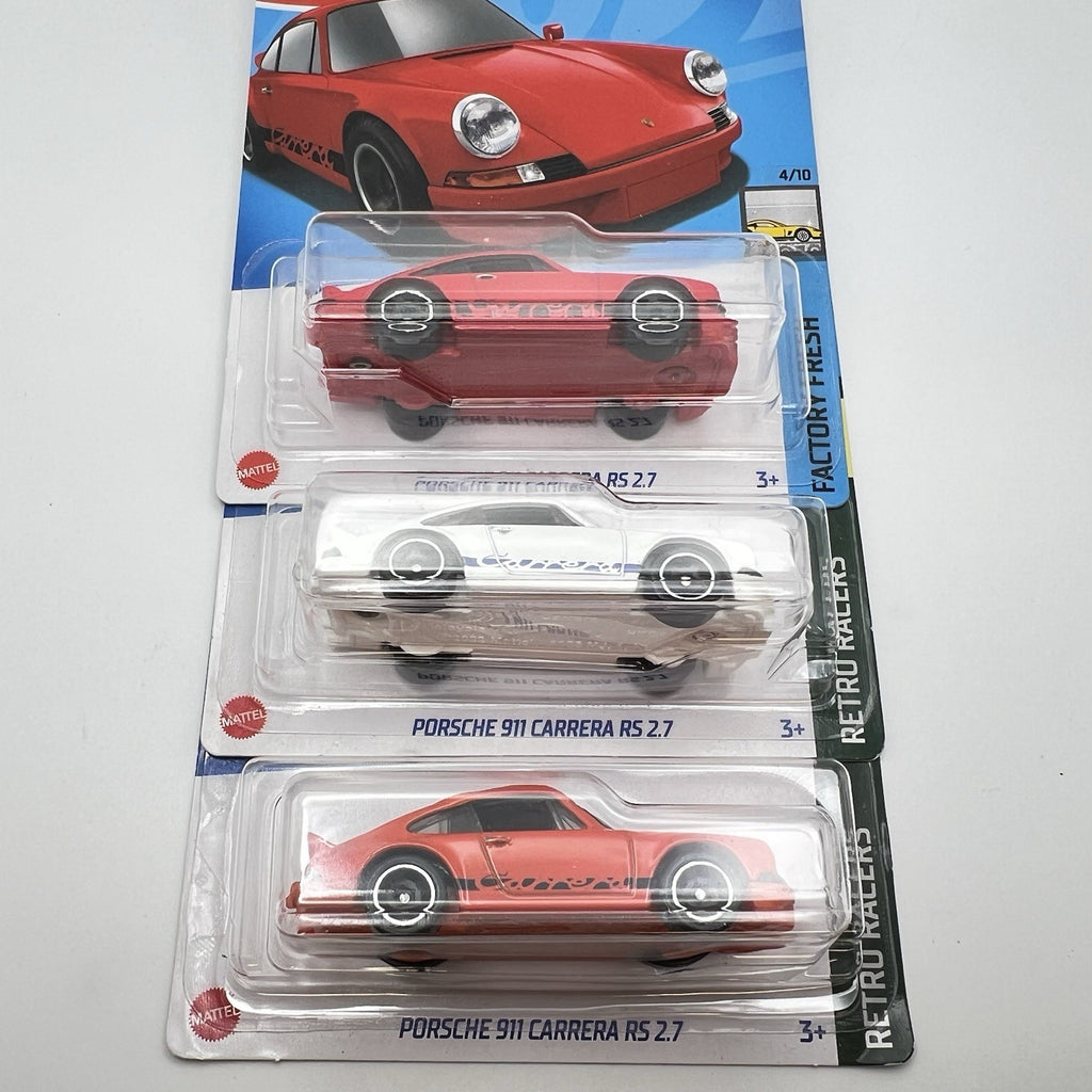 Hot Wheels PORSCHE 911 CARRERA RS 2.7 Lot Of 3 Red, White And Orange