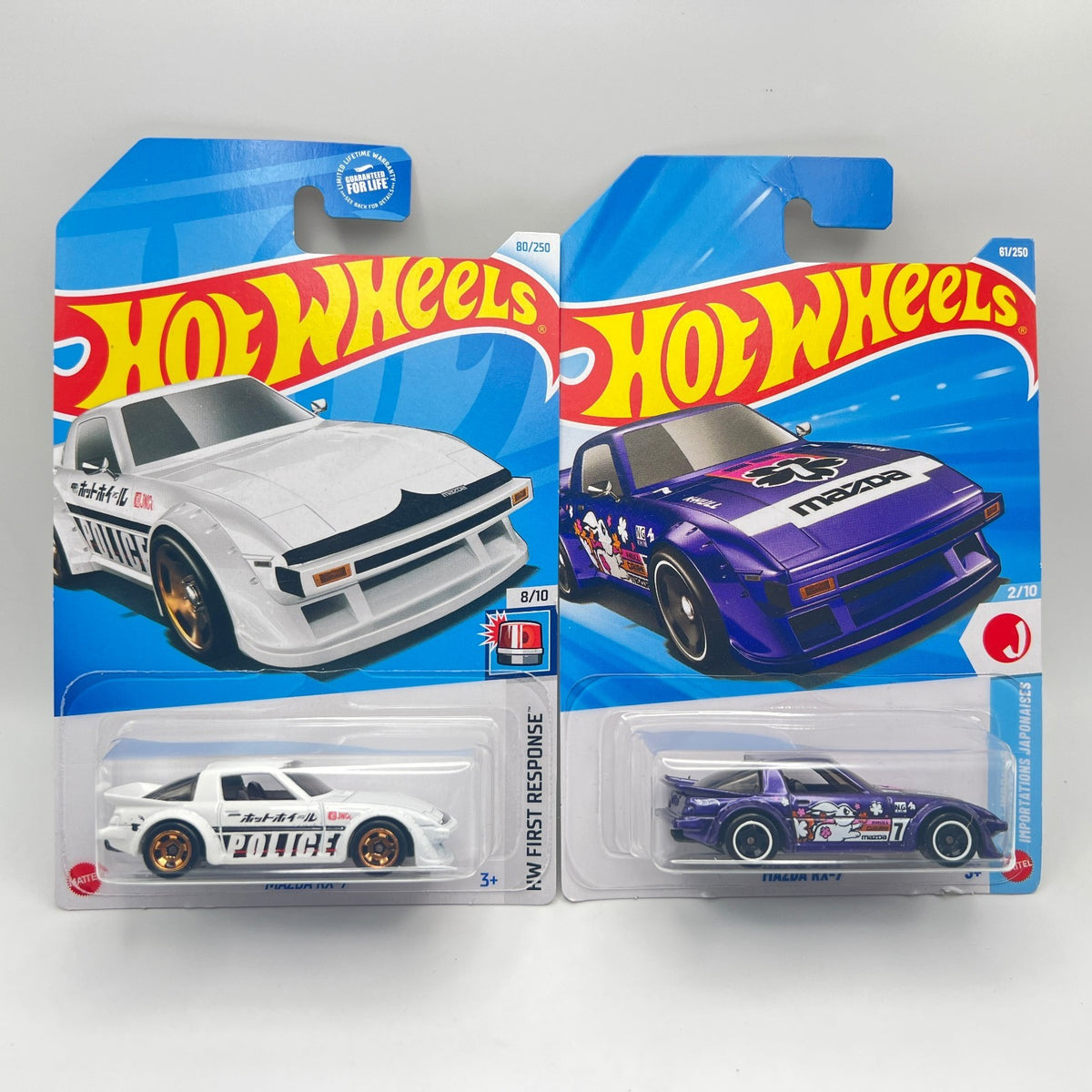 Hot Wheels Mazda RX-7 Lot of 2 White Police Purple J-Imports 1:64