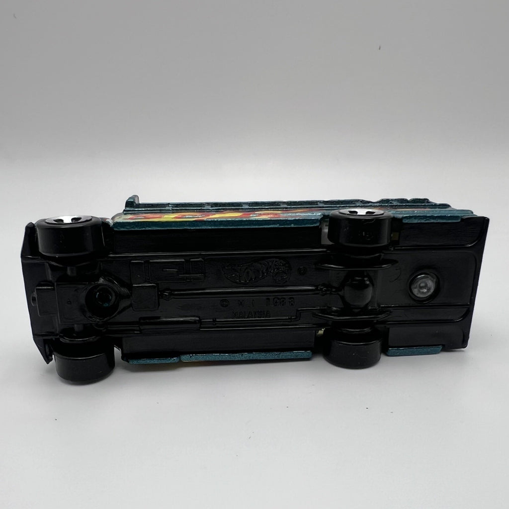 Hot Wheels Green School Bus with Flames 1988