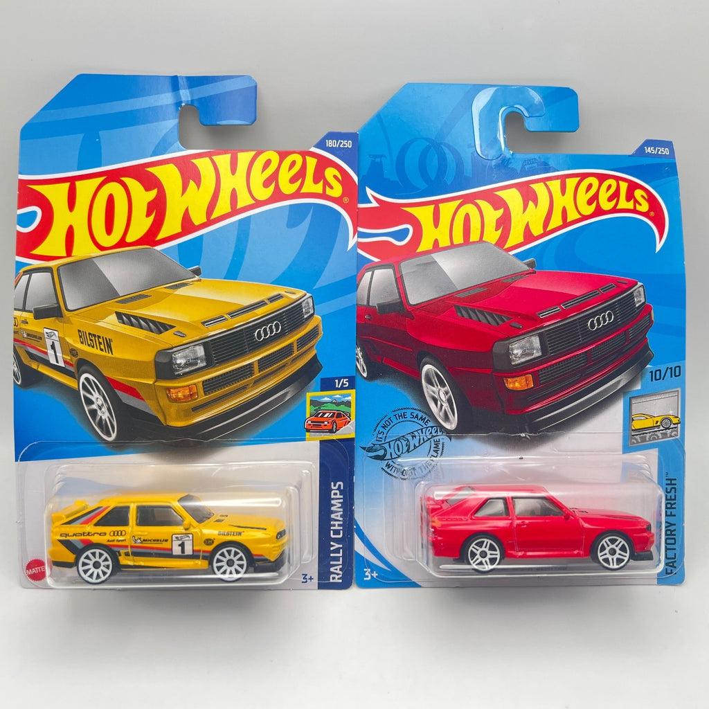 Hot Wheels '84 Audi Sport Quattro Lot of 2 Yellow 180/250 + Red 145/250 1:64