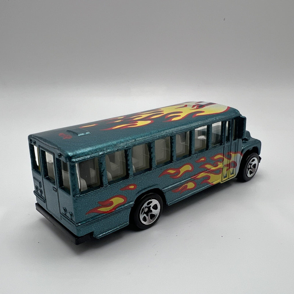 Hot Wheels Green School Bus with Flames 1988