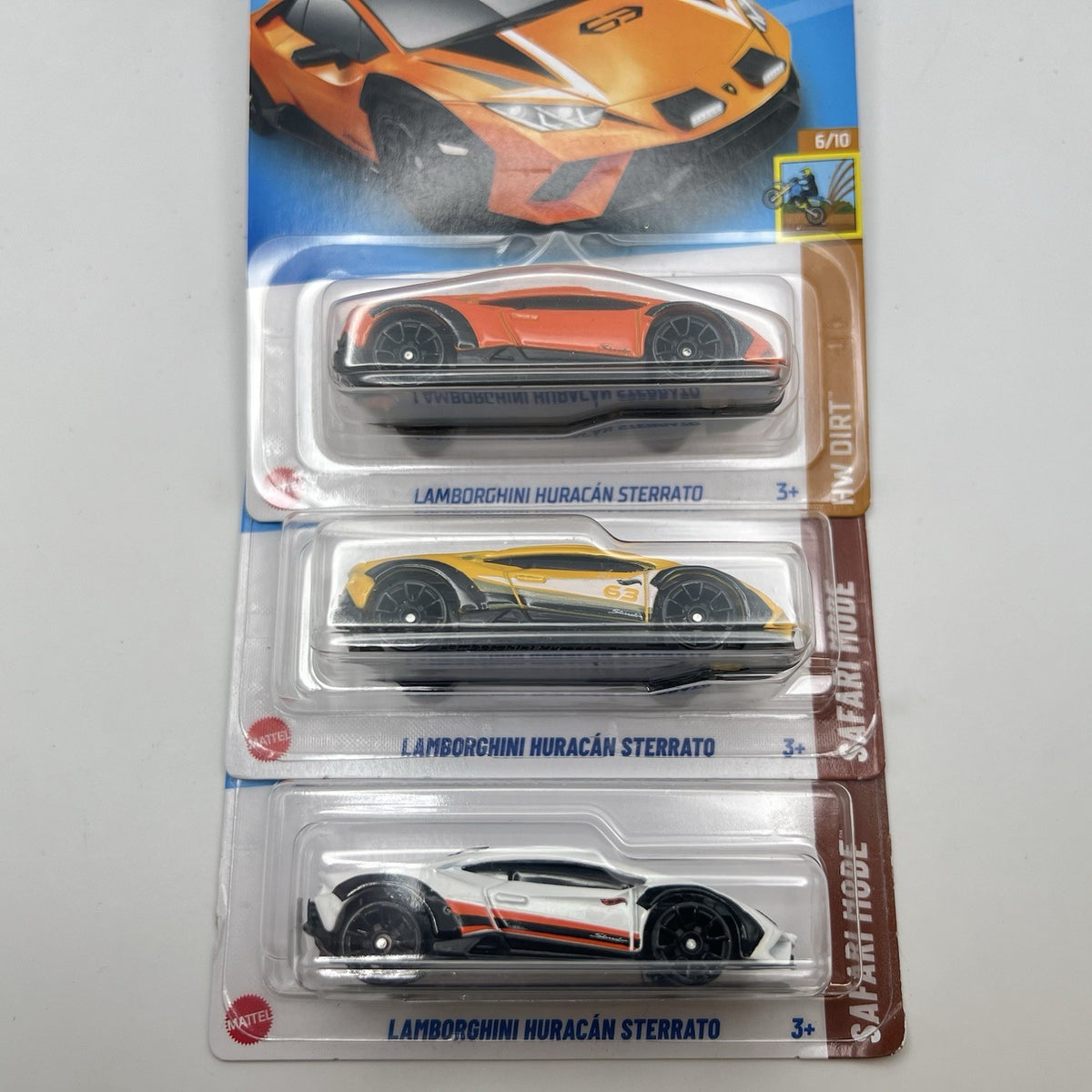 LOT OF 3 - 2024 & 2025 HOT WHEELS LAMBORGHINI HURACAN STERRATO SAFARI MODE DIRT
