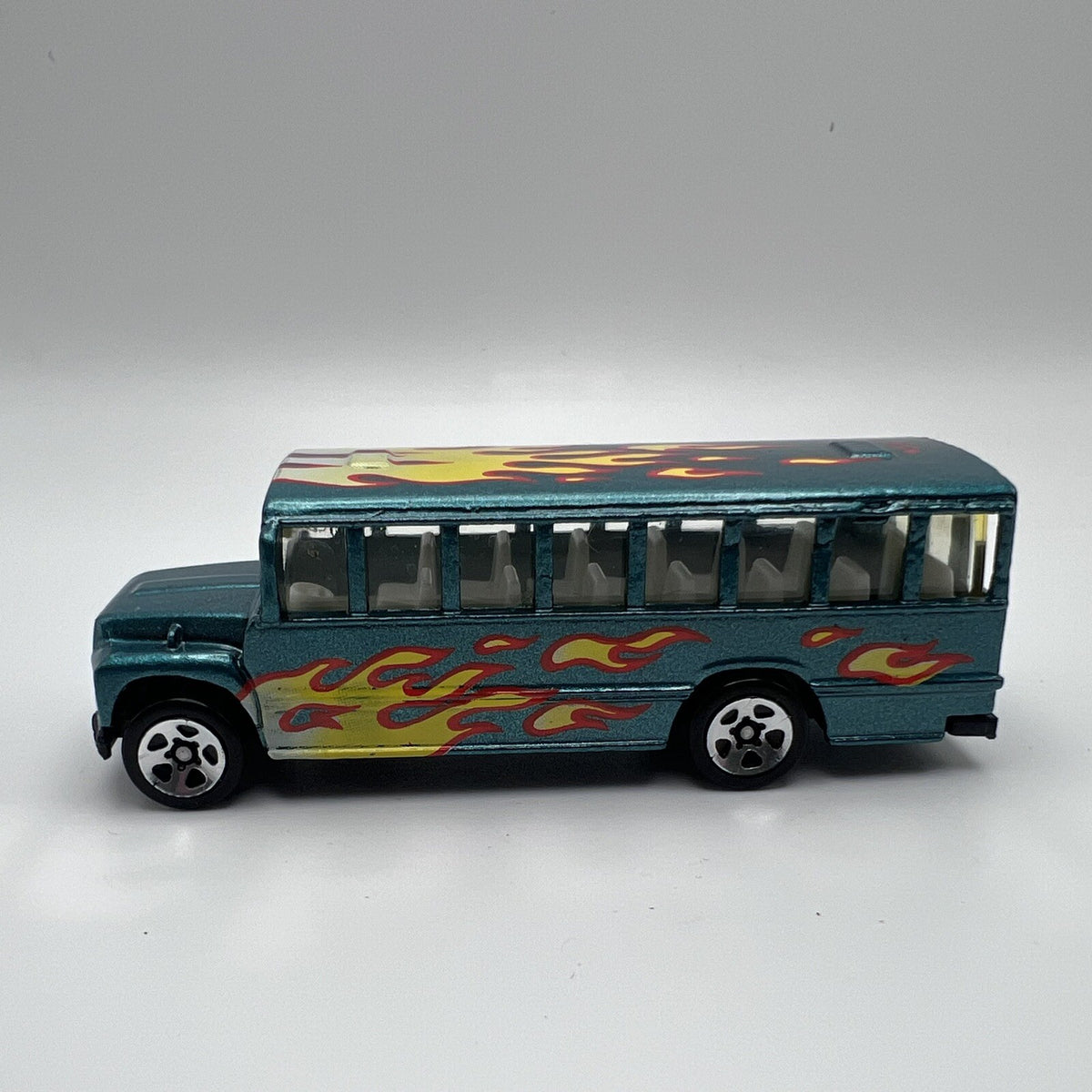 Hot Wheels Green School Bus with Flames 1988