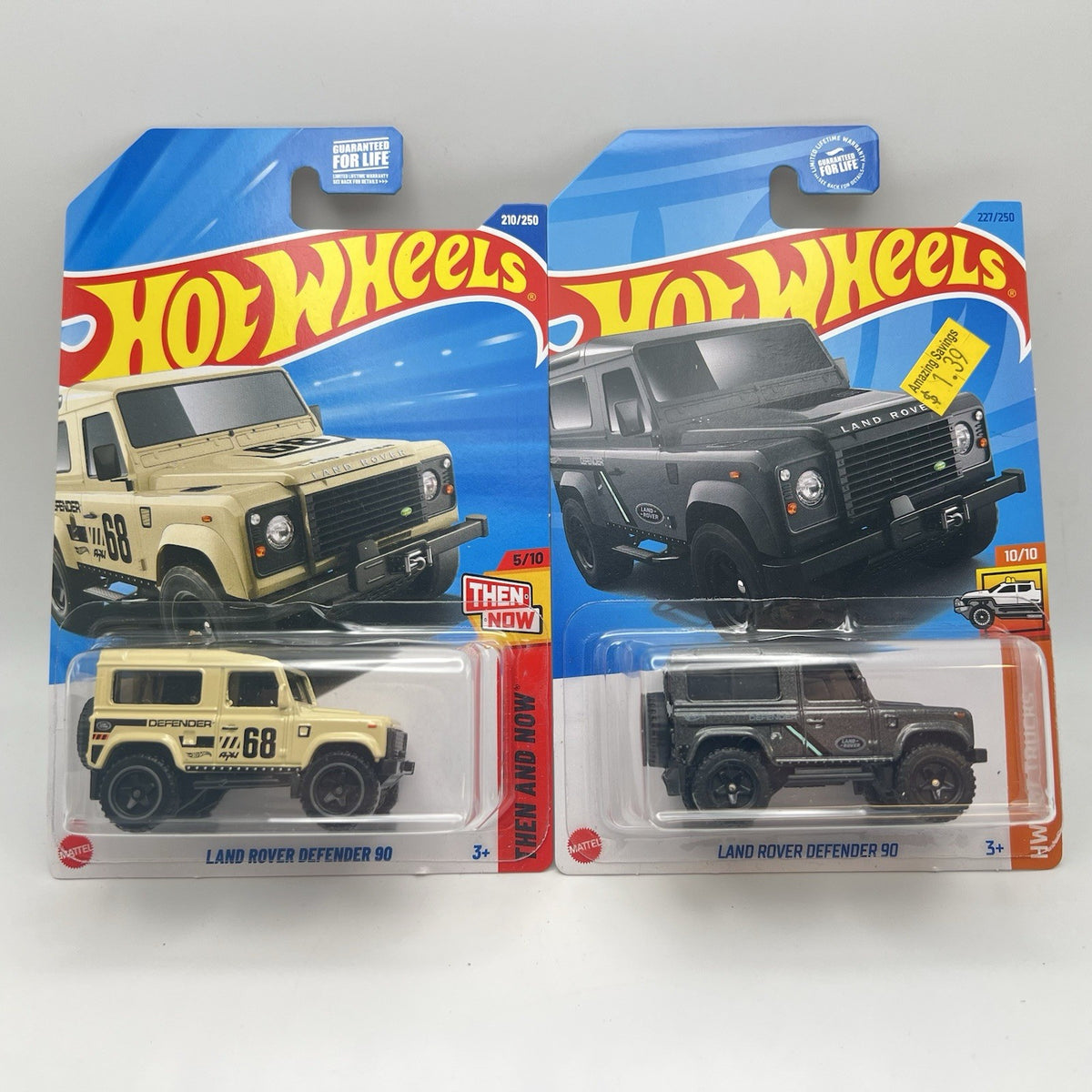 Hot Wheels Land Rover Defender 90 Lot of 2 – Gray & Tan