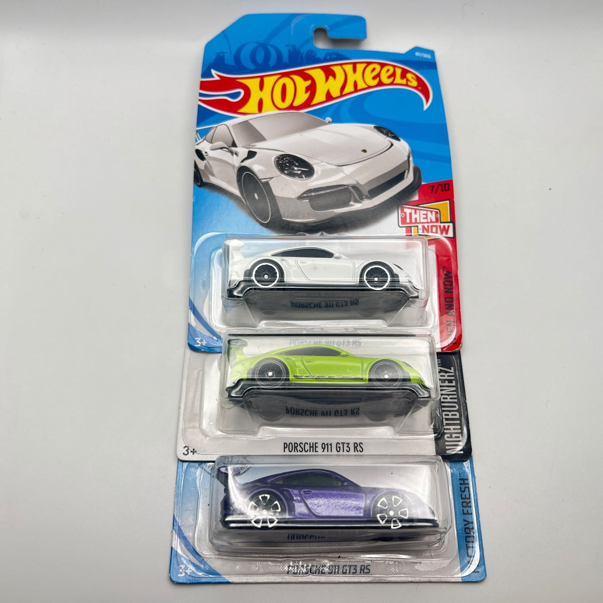 Hot Wheels Porsche 911 GT3 RS Lot of 3 White 47/365 Green 117/365 Purple 246/250