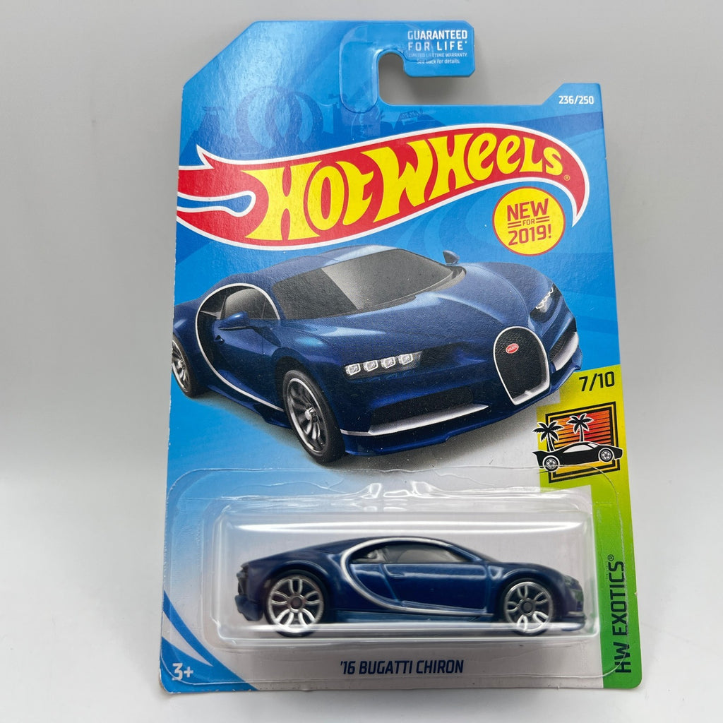 HOT WHEELS 2019 M/L #236/250 '16 Bugatti Chiron 7/10 HW Exotics blue