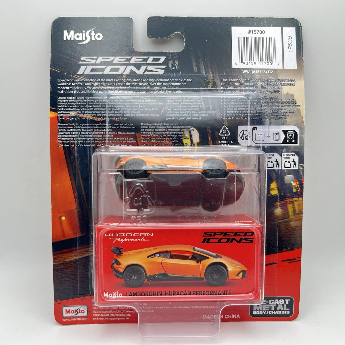 2025 Maisto Speed Icons Orange LAMBORGHINI HURACAN PERFORMANTE Ltd Edition New
