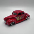 HOT WHEELS 2001 MATTEL '40 FORD COUPE RED WITH FLAMES Loose