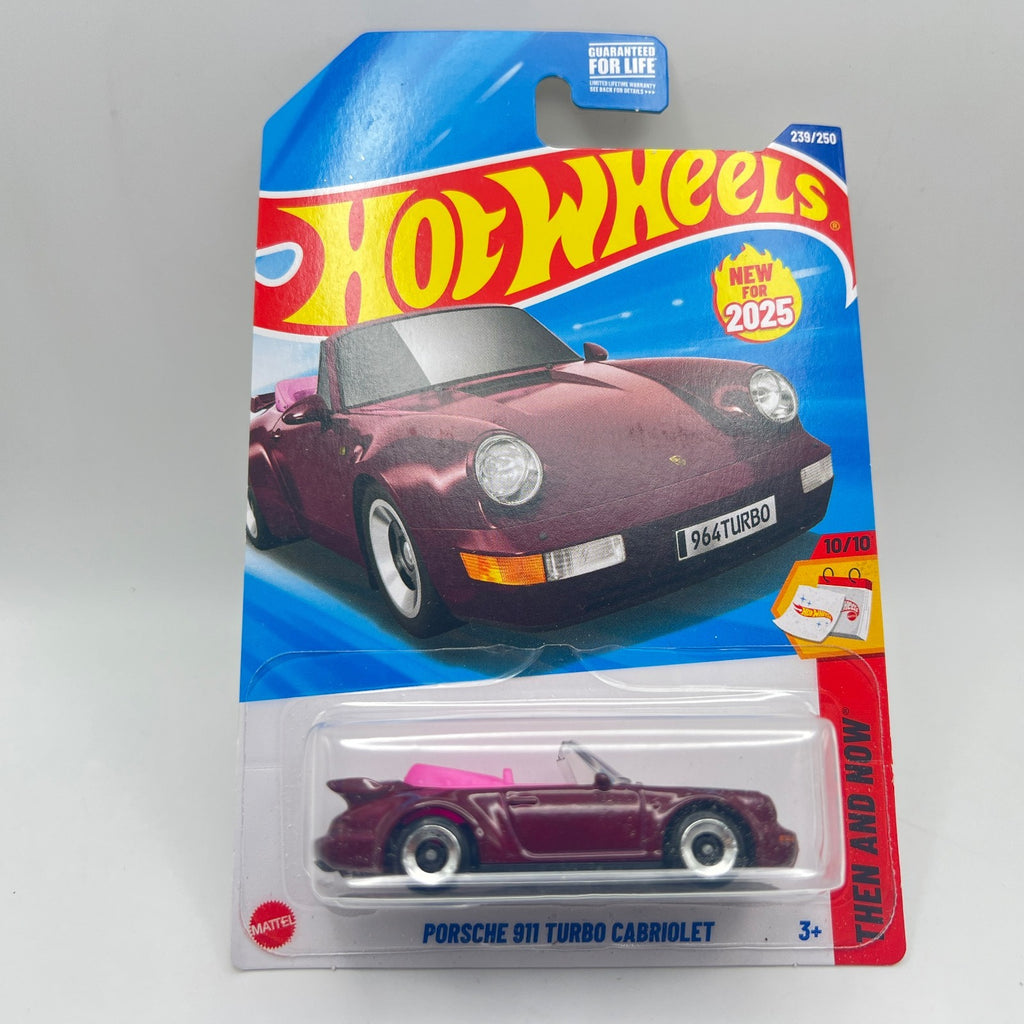 Hot Wheels Porsche 911 Turbo Cabriolet 239/250 Then and Now Maroon 1:64