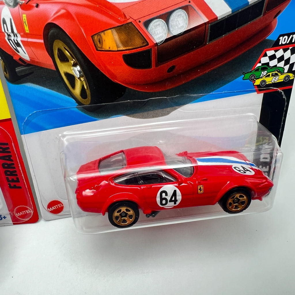 Hot Wheels Ferrari 365 GTB4 Competizione Lot of 2 White 66 Red 64 1:64