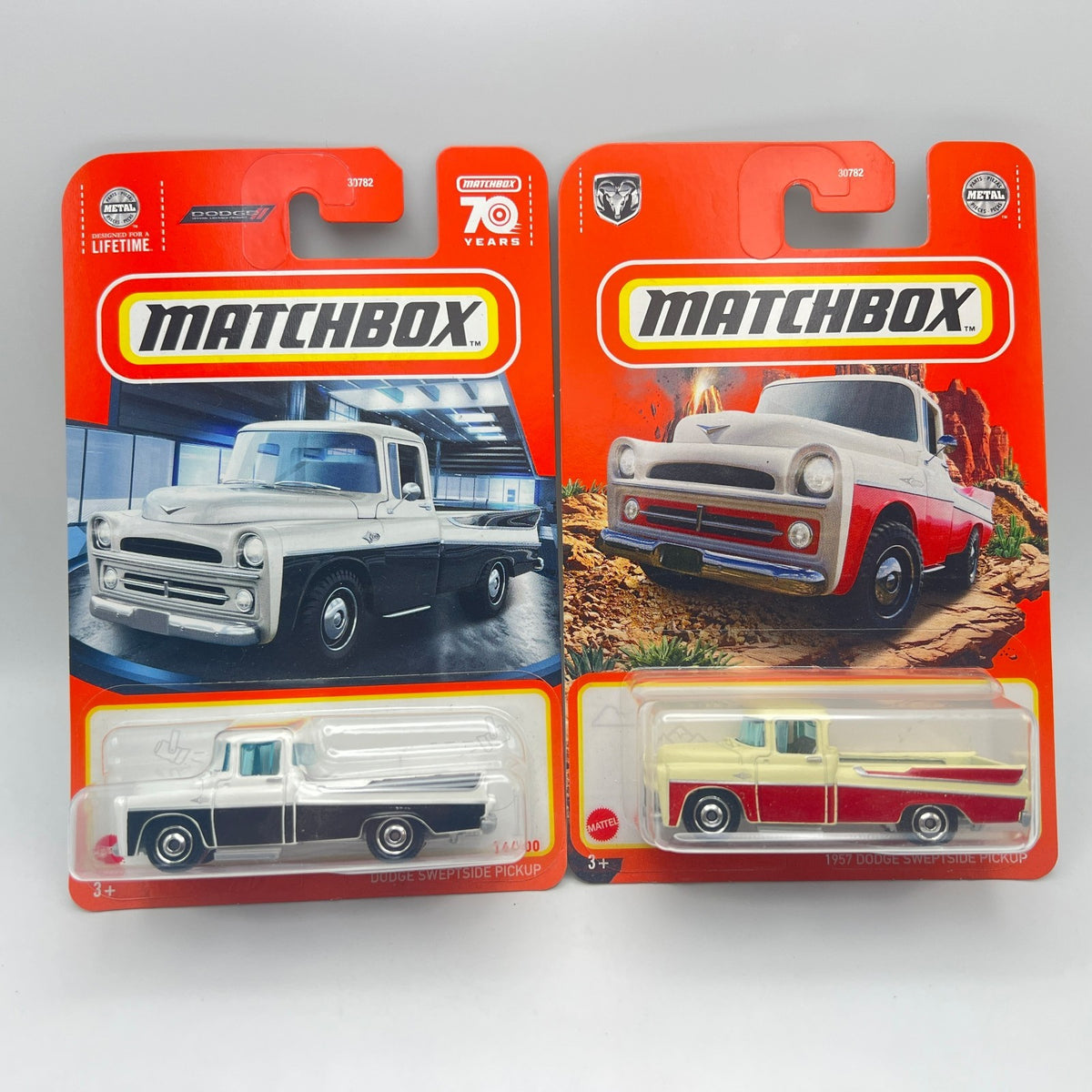 Matchbox Dodge Sweptside Pickup Lot of 2 White 14/100 + 1957 Cream/Red 2/100