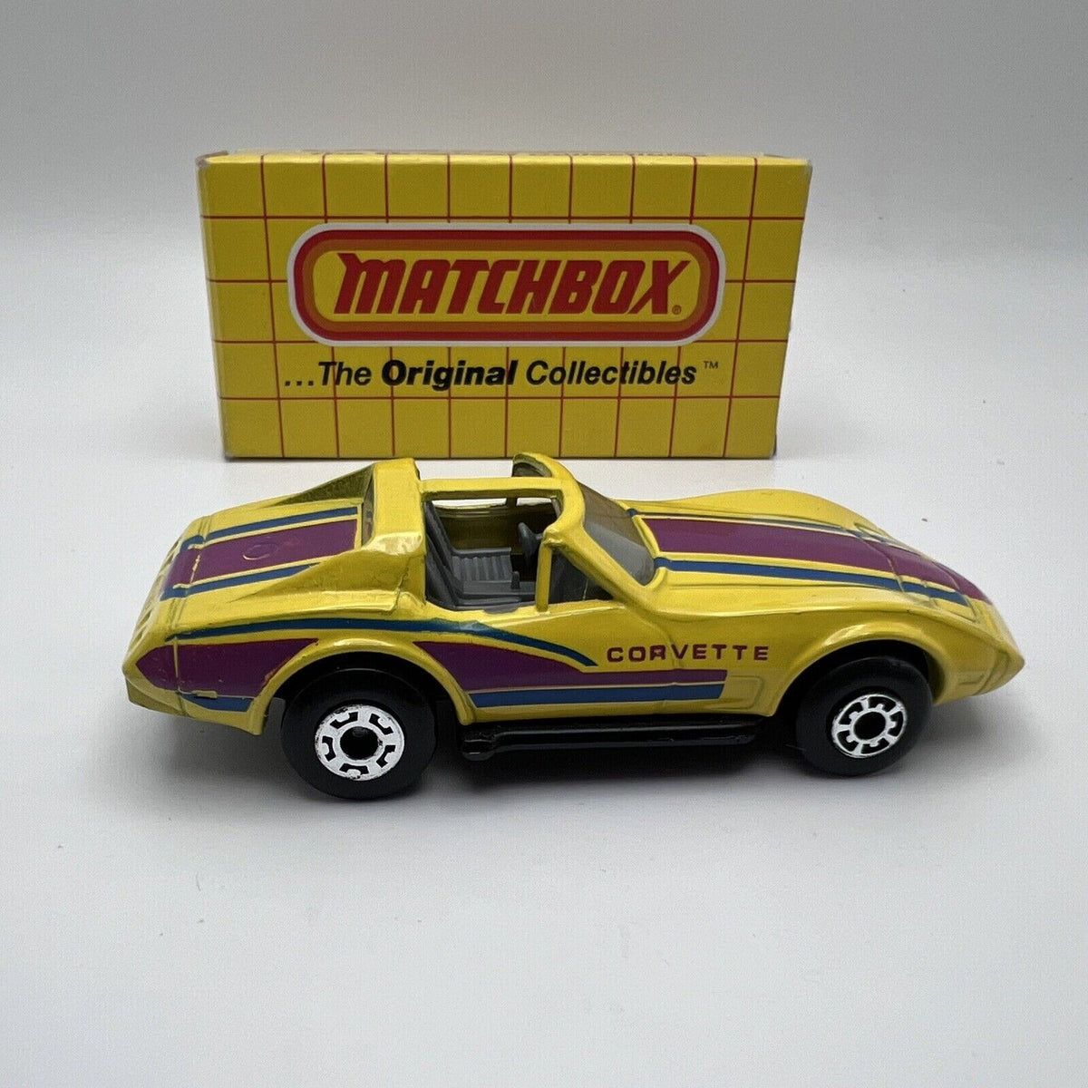 1979 Matchbox Lesney Superfast Chevy Corvette Yellow With Stripes Vintage In Box