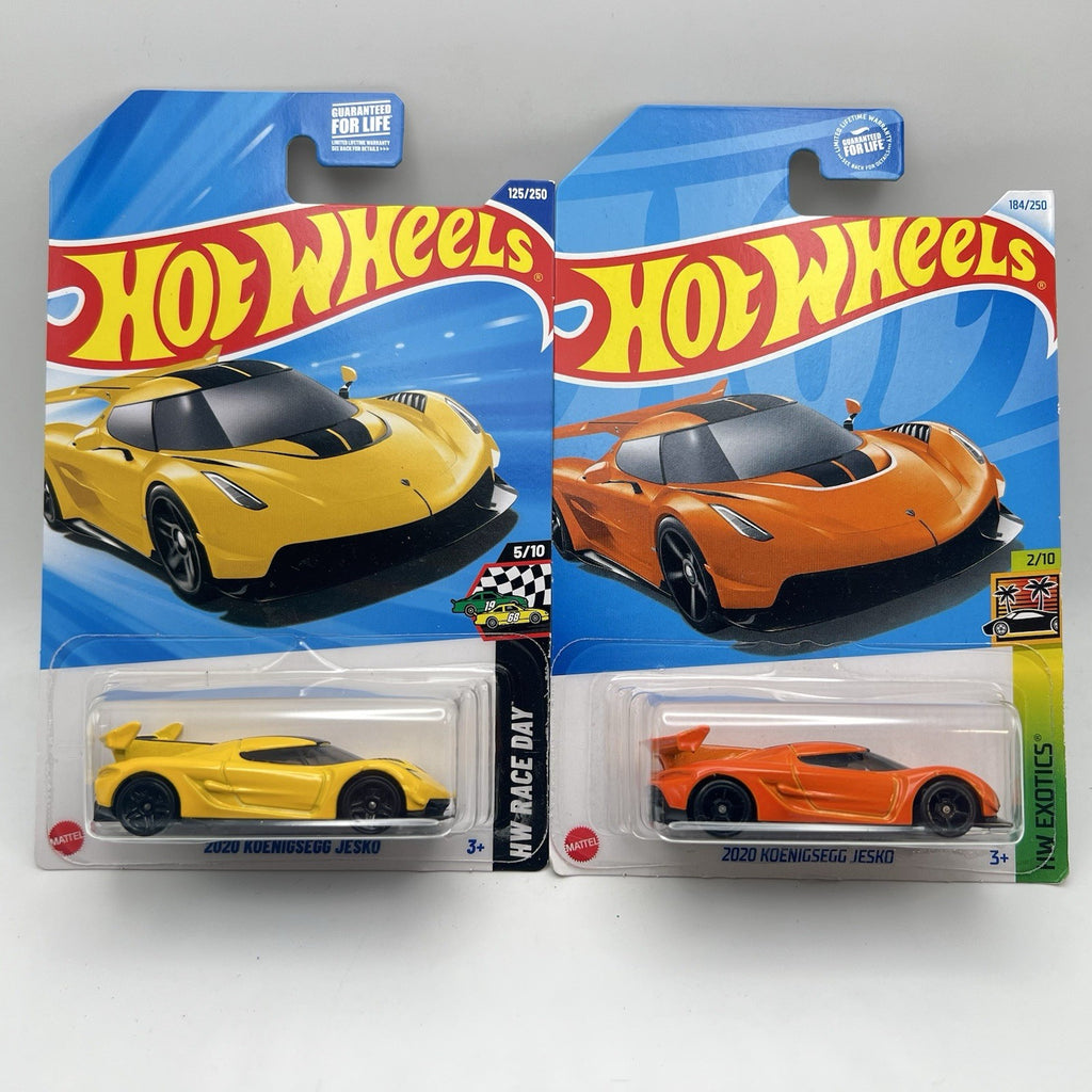 LOT OF 2 -  HOT WHEELS 2020 KOENIGSEGG JESKO -  COLOR VARIANTS Yellow And Orange