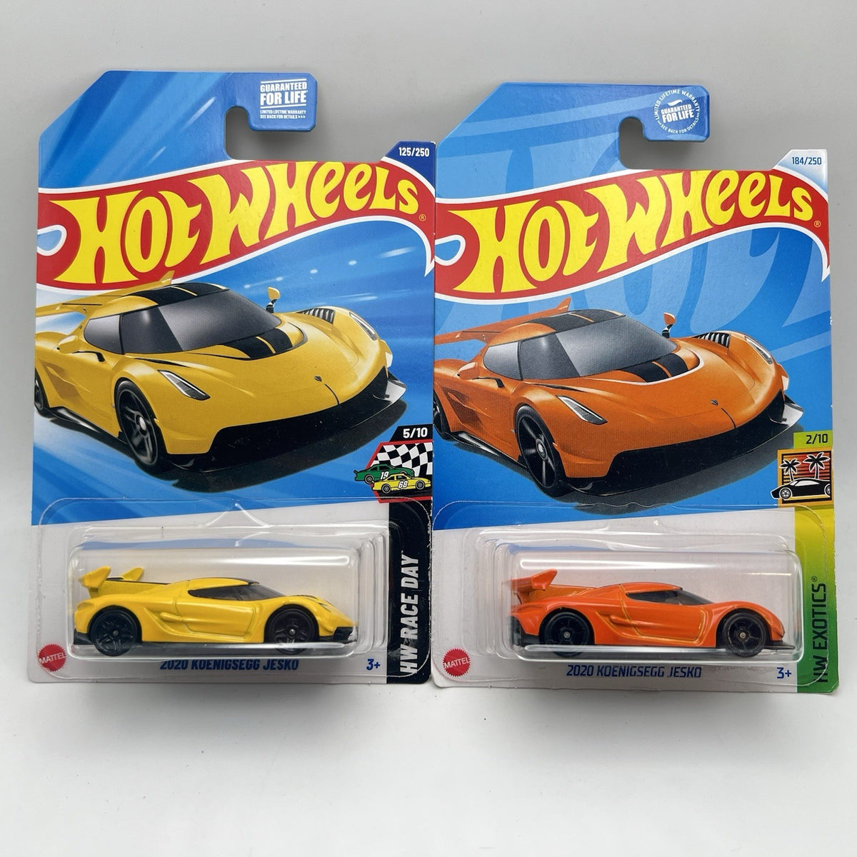 LOT OF 2 -  HOT WHEELS 2020 KOENIGSEGG JESKO -  COLOR VARIANTS Yellow And Orange