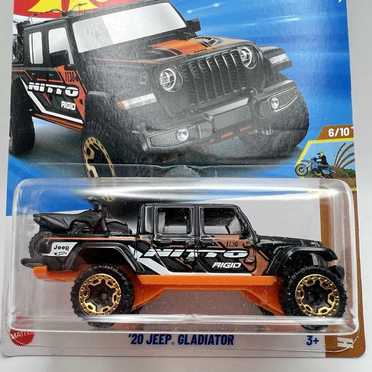 2025 Hot Wheels HW Dirt 6/10 Black Nitto Rigid ‘20 Jeep Gladiator #130 Truck