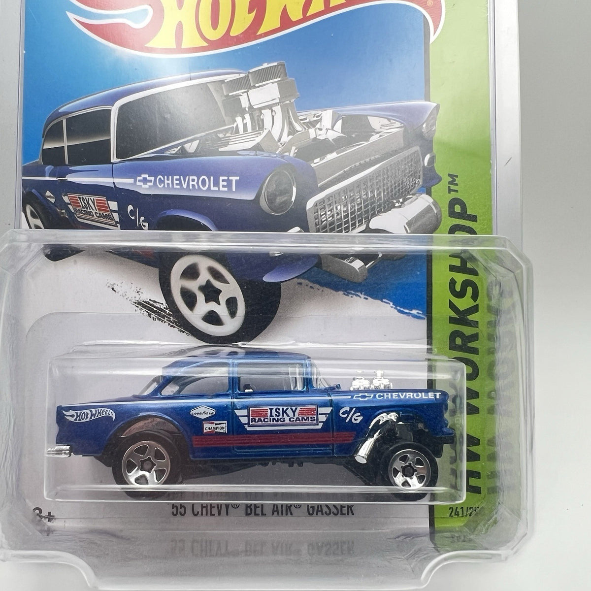 Hot Wheels HW WORKSHOP, '55 CHEVY BEL AIR GASSER, ISKY, Blue, 2013 The Vault