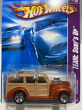 2008 Hot Wheels #118 Team: Surf's Up 3/4 '40s WOODIE Tangerine/Tan w/Chrome 5 Sp
