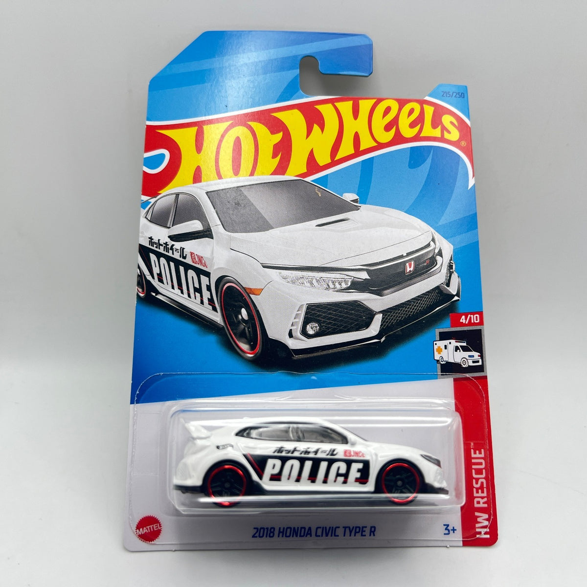 Hot Wheels 2018 Civic Type R Lot of 3 Blue 123/250 + Police + White