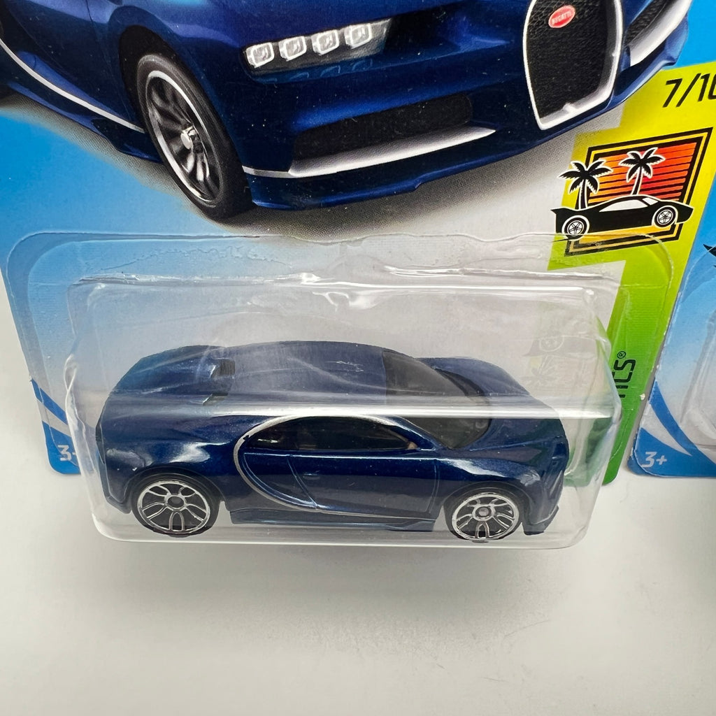 Hot Wheels '16 Bugatti Chiron Lot of 2 Blue 236/250 HW Month + Black 89/250
