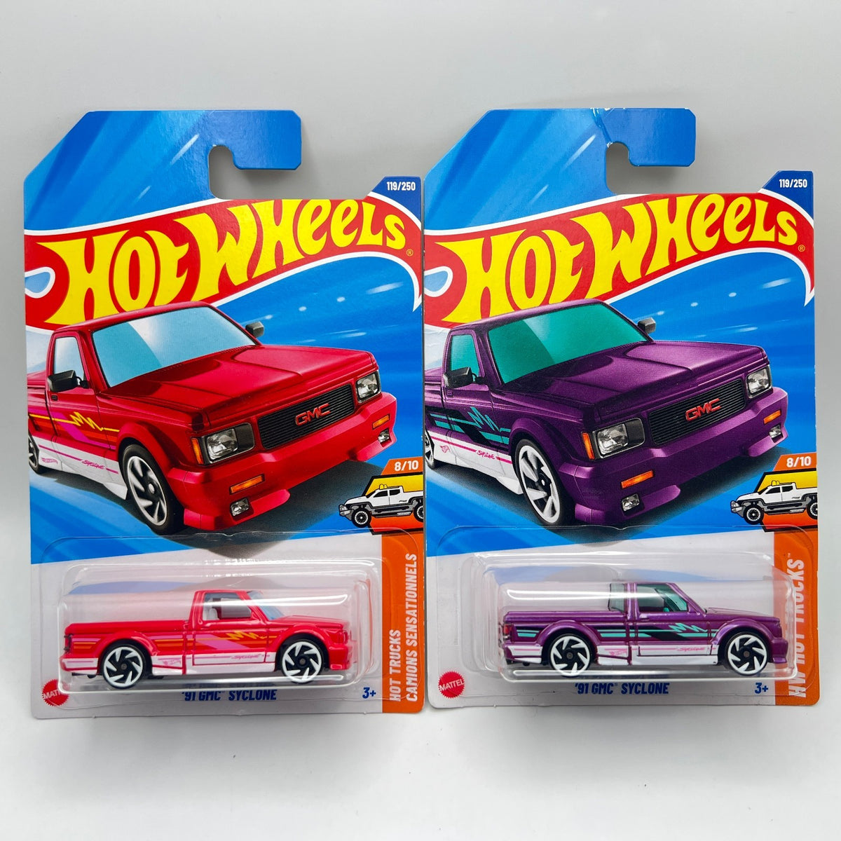 Hot Wheels 91 GMC Syclone - Lot Of 2 - Red And Purple