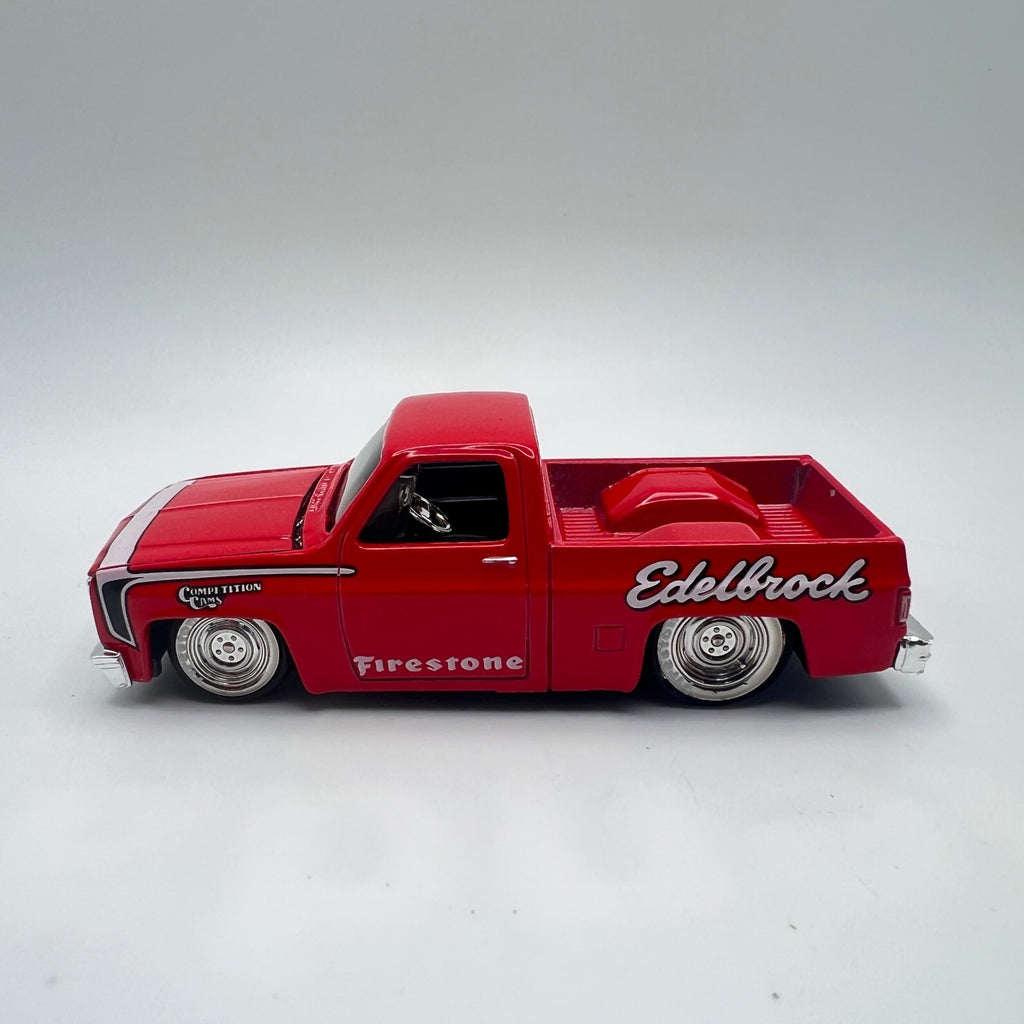 Maisto 1987 Chevy 1500 Red Edelbrock Firestone Opening Hood LOOSE 1/64