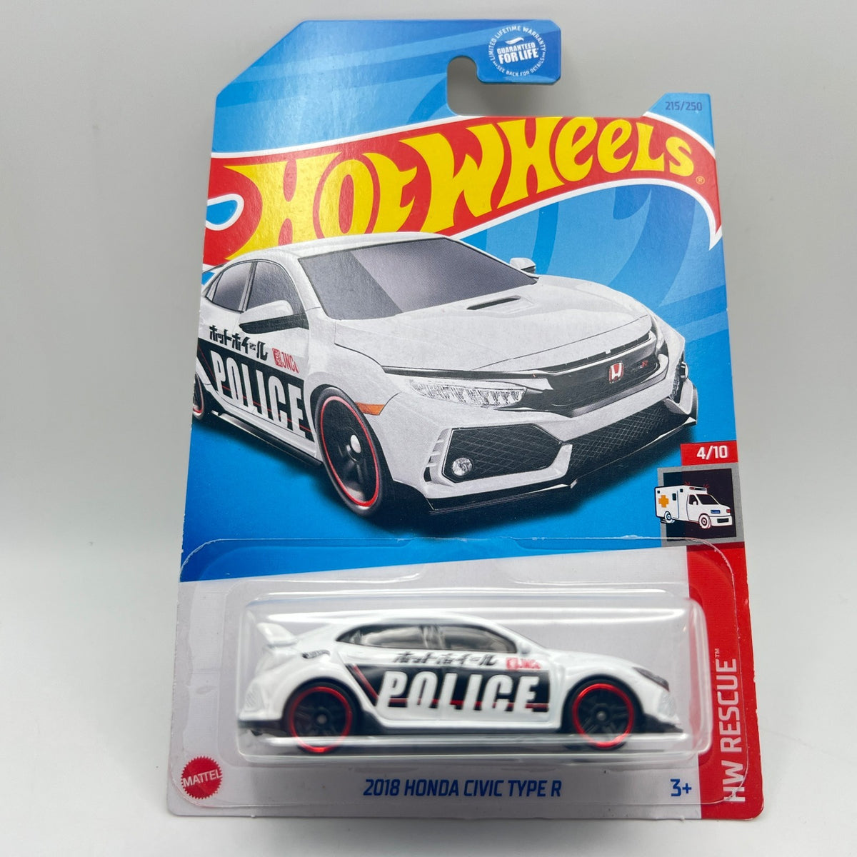 Hot Wheels 2018 Honda Civic Type R 215/250 HW Rescue 4/10 White Police